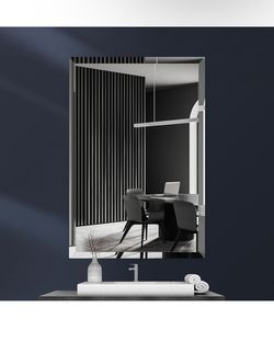 16x20 Inch Frameless Wall Mirror with 1" Beveled Edge, Frameless Rectangle Mirror for Bathroom, Vanity, Living Room