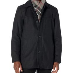 $60 Small Black Dockers mens Weston Wool Blend Coat With Scarf 