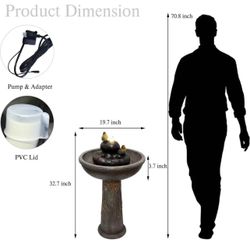 ✌️ Outdoor Garden Bird Bath Fountain with LED Lights, Freestanding Waterfall Birdbath Garden Water Fountain for Backyard, Patio,