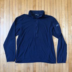 Arc'teryx Delta LT Zip Neck Men’s 1/4 Zip Micro Grid Fleece Pullover Navy Sz. L