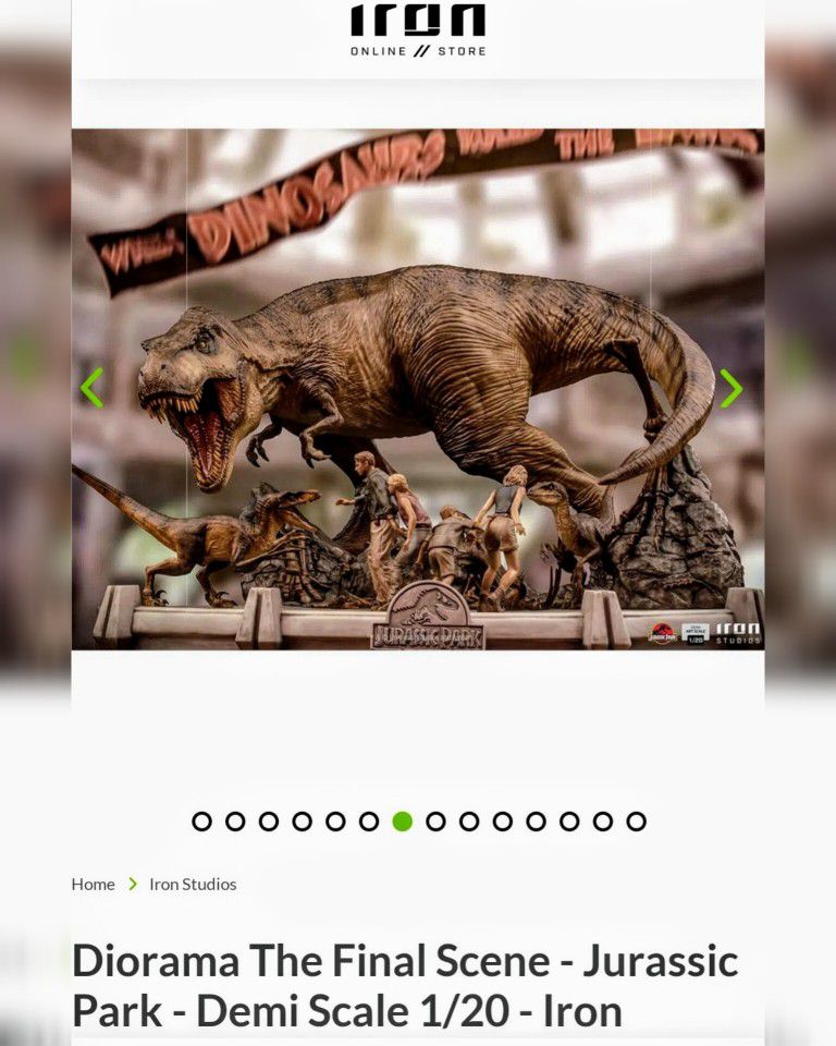 Jurassic Park Iron Studios Statue T Rex vs Raptors Diorama The Final Scene -  Demi Scale 1/20 Masterpiece