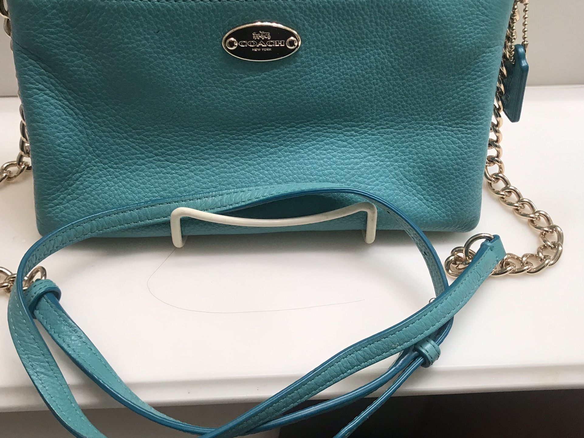 Coach gold Chain Teal/green Crossbody