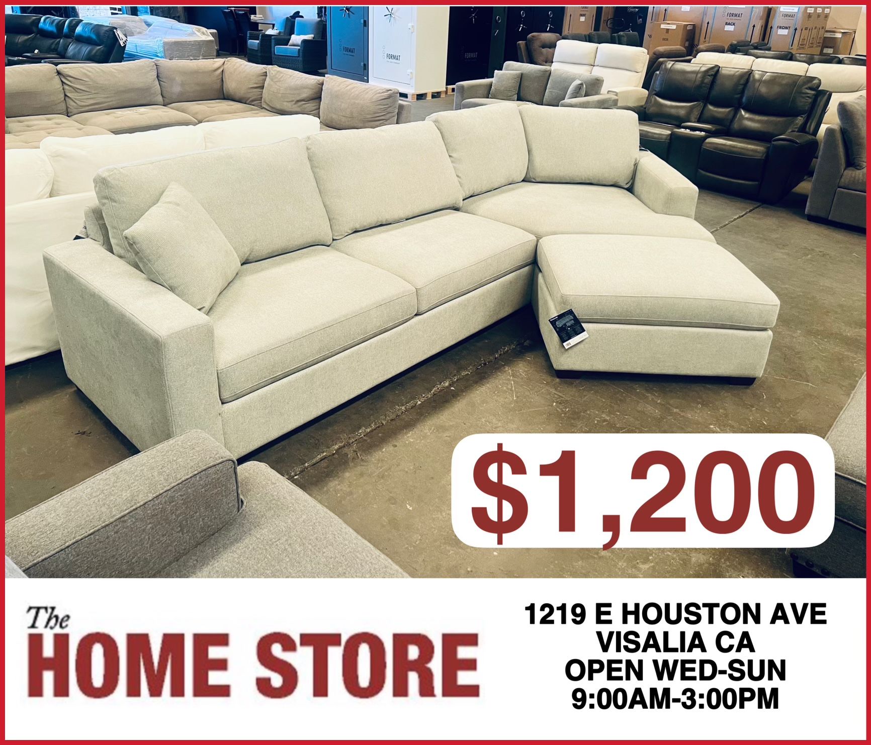 Gray Fabric Sectional With Ottoman 