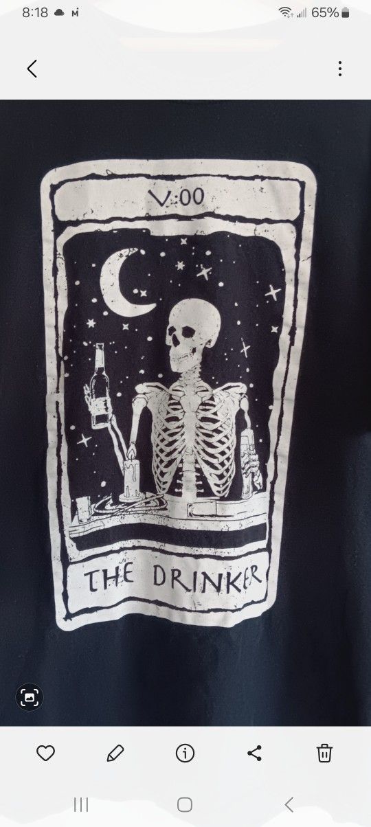 Skeleton Tarot Card The Drinker Tshirt