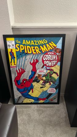 Spiderman wall art frame 38” h  26” w pop art