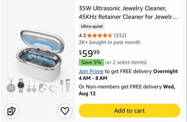 Ultrasonic Jewelry Cleaner 35W 45KHz