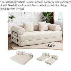 New, Sofa Bed Convertible Boneless Couch Corduroy Modular Couch Bed with Fixed-Shape Frame