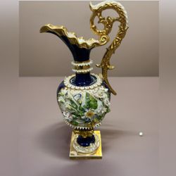 Royal Crown Derby Porcelain RARE Vase Raised Flowers & Leaves C. 1820’s