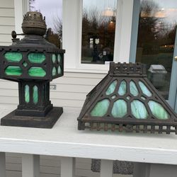 Antique Bradley & Hubbard Cast Iron Oil Lamp