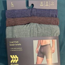 All in Motion 3pk Boxer Briefs Size L