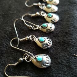 Vintage Sterling Silver And Turquoise Earrings