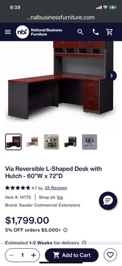 Cherry wood desk with hutch and chair
