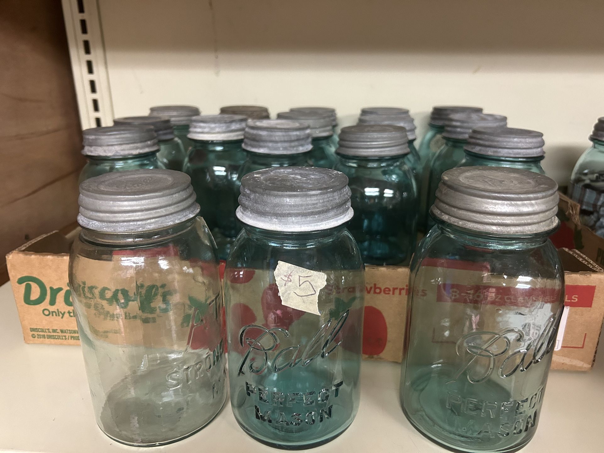Mason Jars w/Zinc Lids ($5 Each)