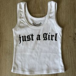 Just A Girl Small Slim Fit White cropped tank top