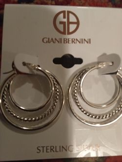 Stearling Silver 1 Inch Hoops And 1/2 And 3/4 Inch Crafted Together