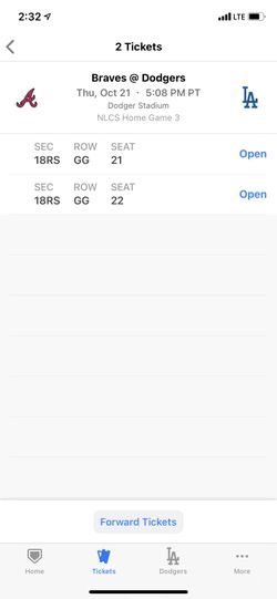 Los Angeles DODGERS VS BRAVES / Game 5 Thursday Ocotber 21st Nlcs