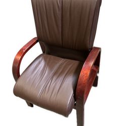 Side Chair Leather Cedar Wood