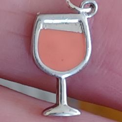 Vtg.sterling Silver Wine& Champagne Charm