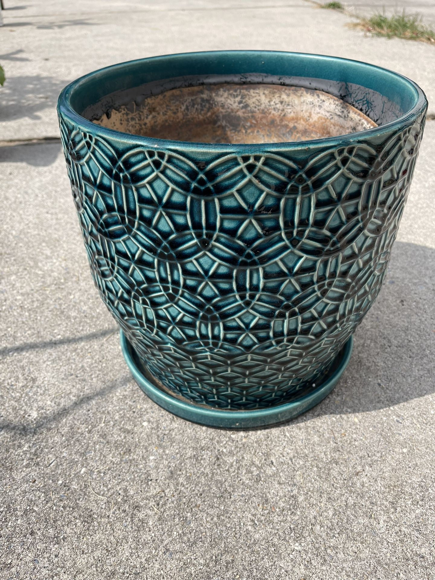 Teal Blue Ceramic Plant Pot