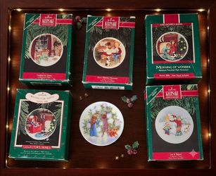 Hallmark Keepsake Miniature 3-1/4" Collector Plates Ornaments (Lot of 6)