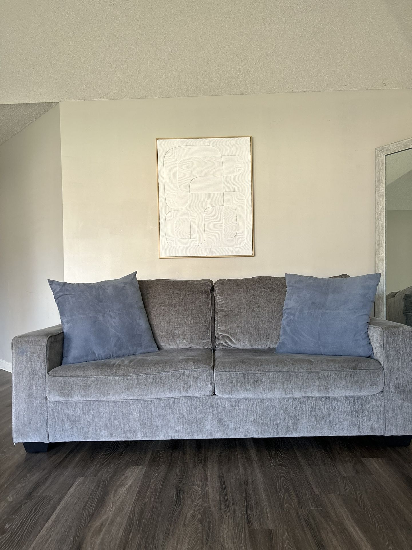 Grey Couch For sale With Throw Pillows
