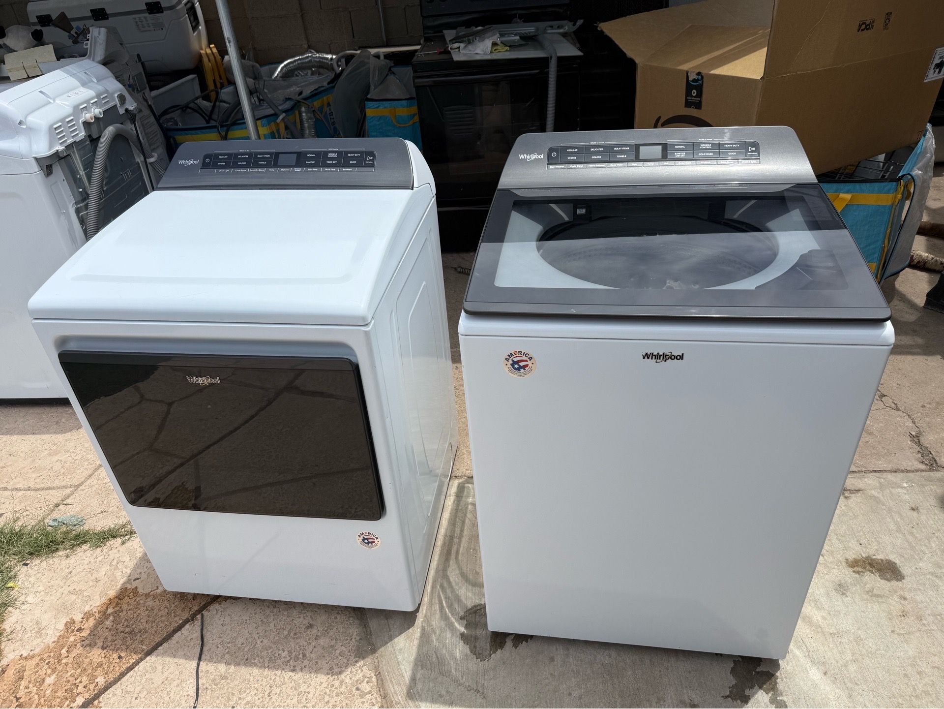 Whirlpool washer and electric dryer HE 4.7&7.4 cuft whit agitator and dispenser
