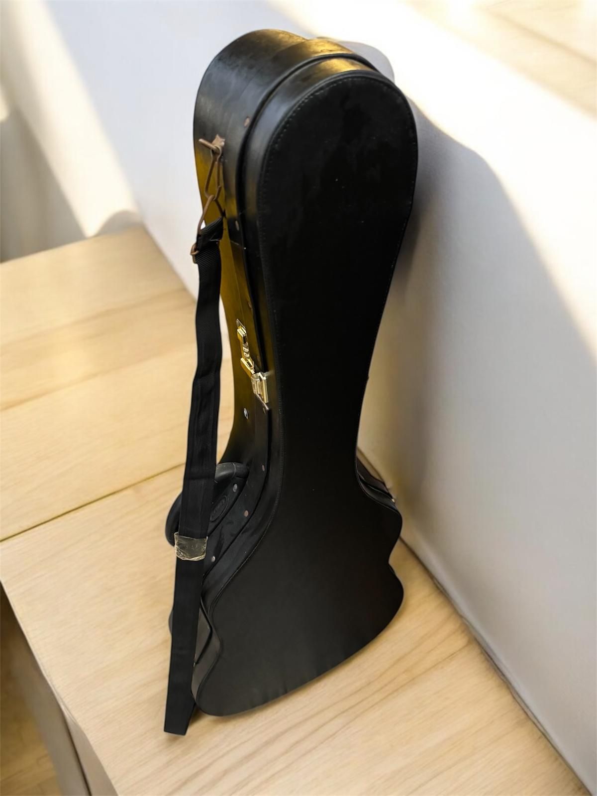 Antique Guitar Case Made From Genuine Black Leather- Purchased From UAE