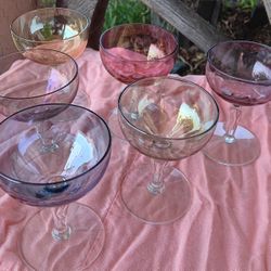 Vintage Dessert/Sweet Liquour Glasses - Warm Rainbow Of Summer Colors