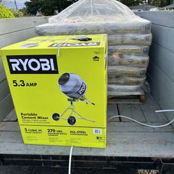 Ryobi 5.3 Amp 5 Cu Ft Steel Concrete Mixer