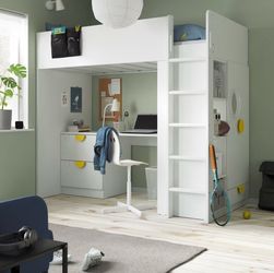 Loft Bed with desk and storage (IKEA SMASTAD)