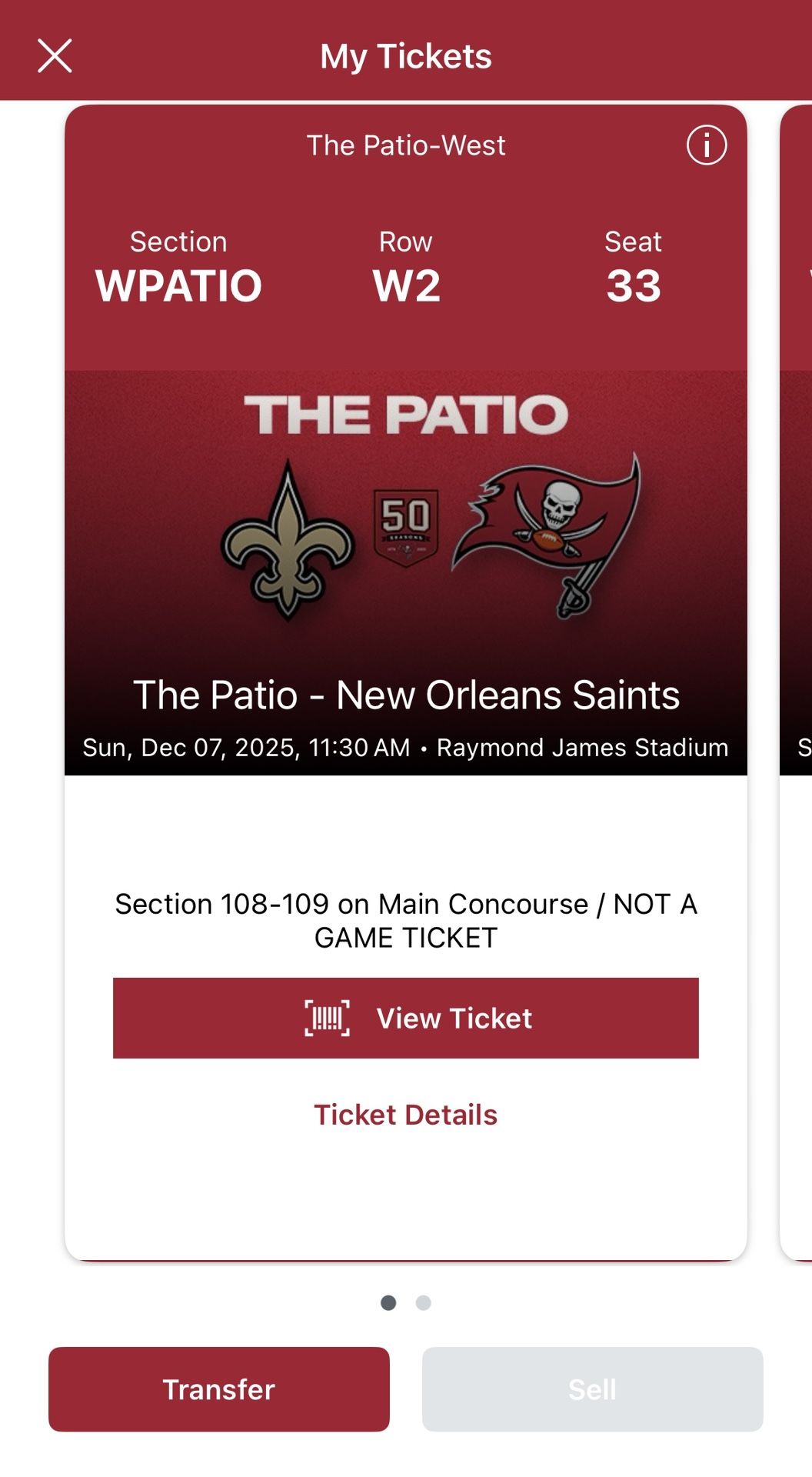 Bucs Patio Access Bucs Vs Saints All You Can Eat/drink 12/7