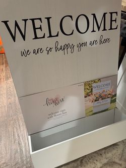 White Wedding Sign with Planter