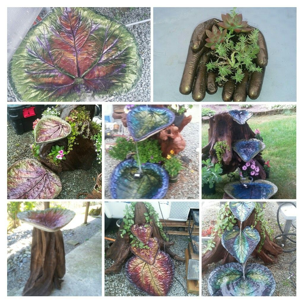 handmade birdbath and fountains