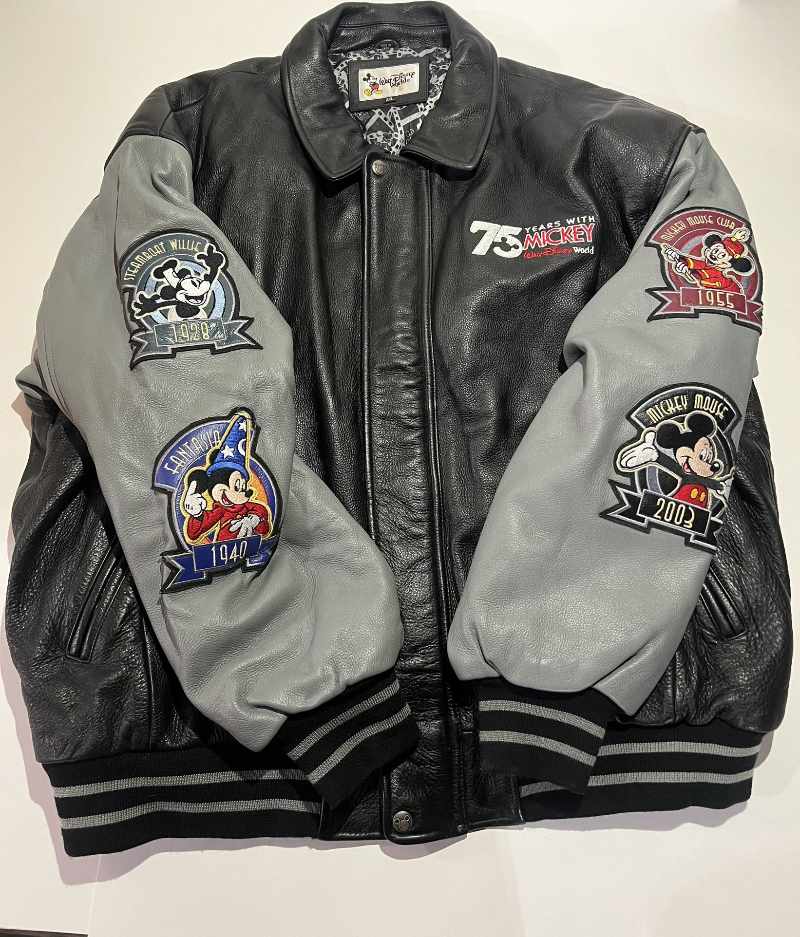 Rare 75th Anniversary Walt Disney Leather Jacket 2xl