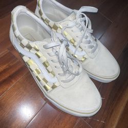 Vans Off The Wall Low Old School White Gold Check Sneakers Women's