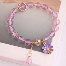 Beautiful bracelet with a daisy charm(PURPLE)