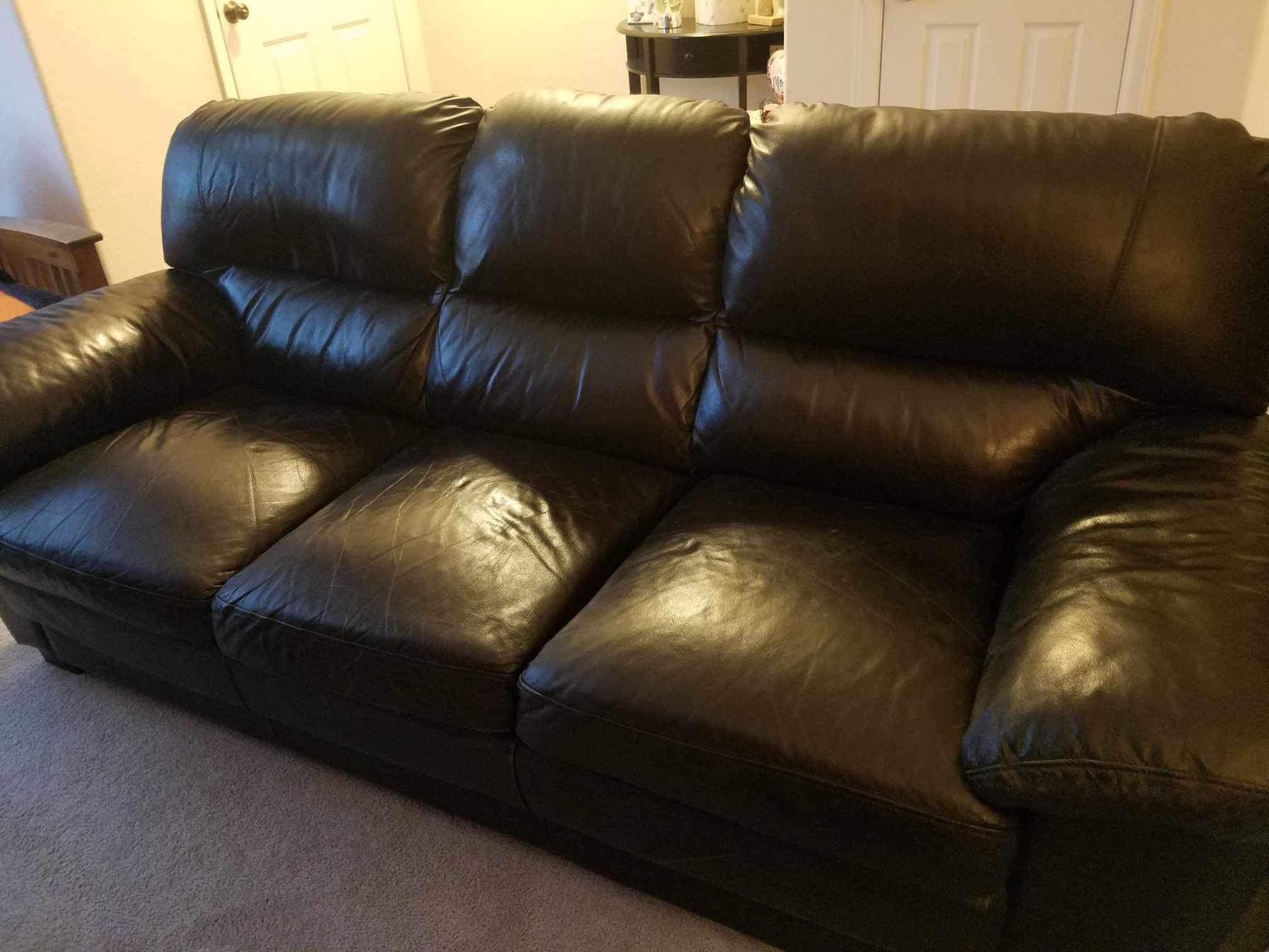 Large Black Leather Couch