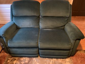 2- emerald green love seat recliners lazy boy. $300 each or both for $550