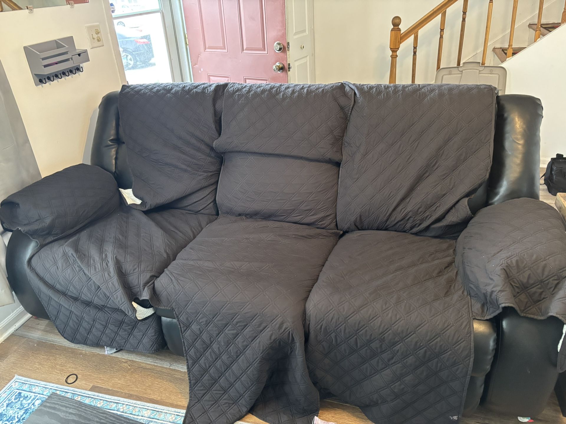 Brown leather couch