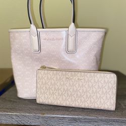 Small Michael Kors Tote And Wallet (Light Pink) 