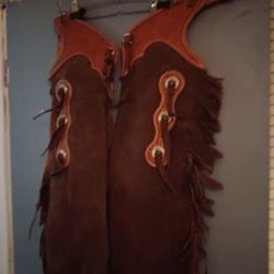 Men's Suede Leather Chaps With Fringe 
