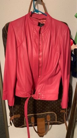 Pink leather biker jacket M