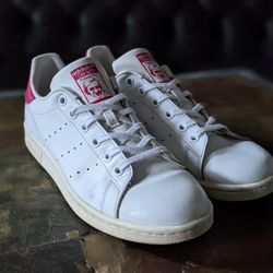 adidas B32703 Stan Smith Cloud White Bold Pink Smooth Leather Kids GS 6.5