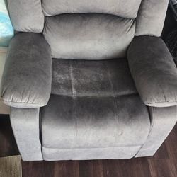 Grey Recliner Chair Plush 