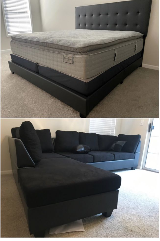 PRICE MATTERS!! KING SIZE FRAME , MATTRESS /BOX SPRING AND SECTIONAL WITH OTTOMAN $1050! 🚚 INCLUDED  You don’t pay until we deliver!! Cash , cash app