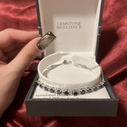 Silver black gemstone bracelet 