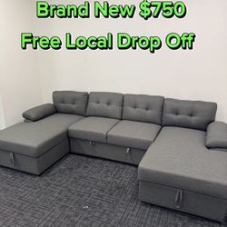 Free Drop Off Brand New Sectional Couch 🛋️ Double Storage & Pull Out Bed 
