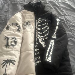 Half x Half Skeleton Designed Zip-Up