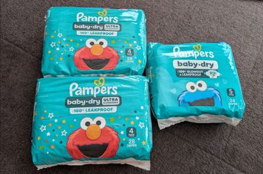 Pampers Baby-Dry Diapers Size 4 & 5 Bundle