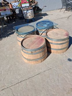 4-half barrels and glass top must Go! $200 take all